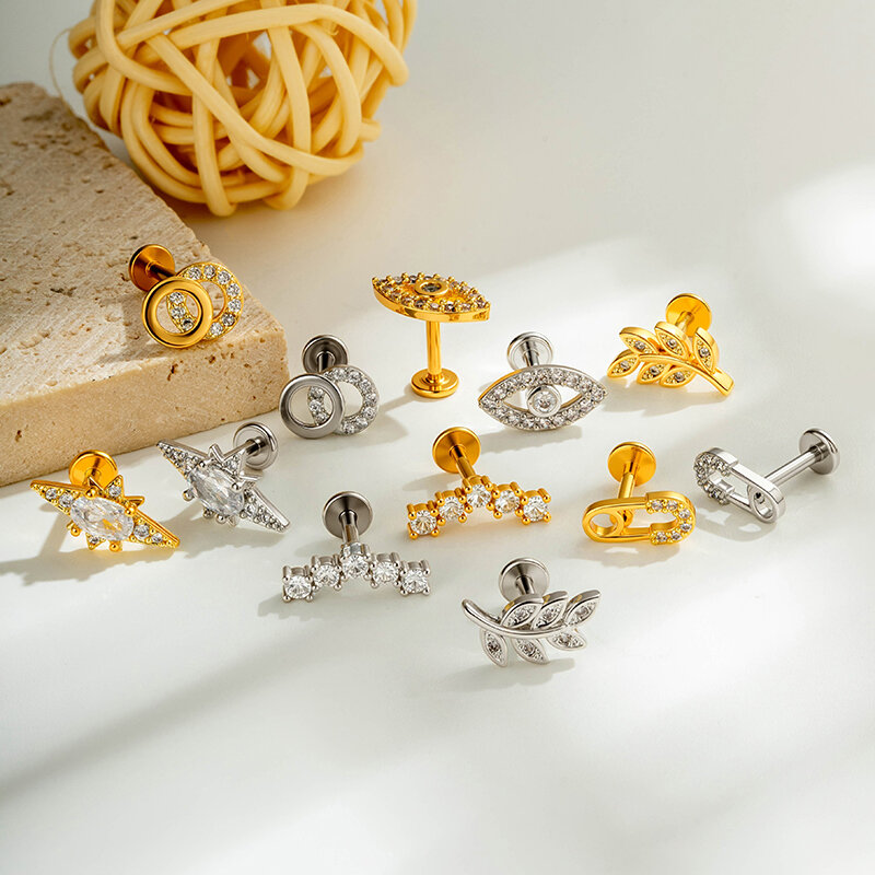 Simple Series Sternblatt-Ohrringe in Kupfergold mit Zirkonia für Damen h5Bild6
