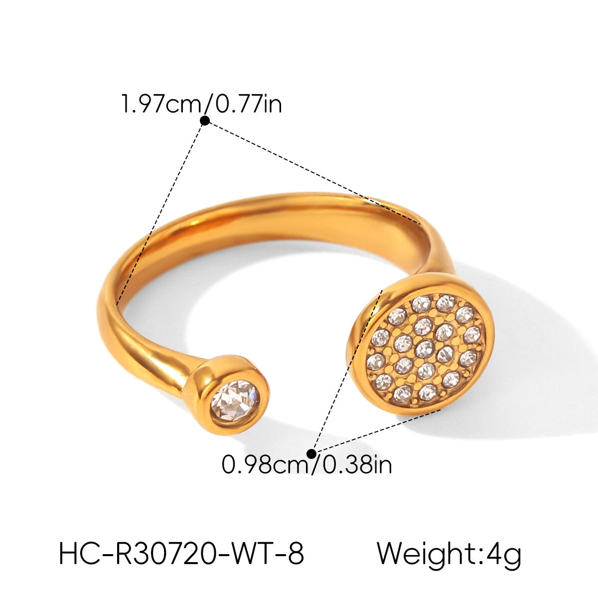 Simple  Daily Circle Lines Stainless Steel Waterproof   Gold Color  Zircon Women's Gemstone Rings Picture2