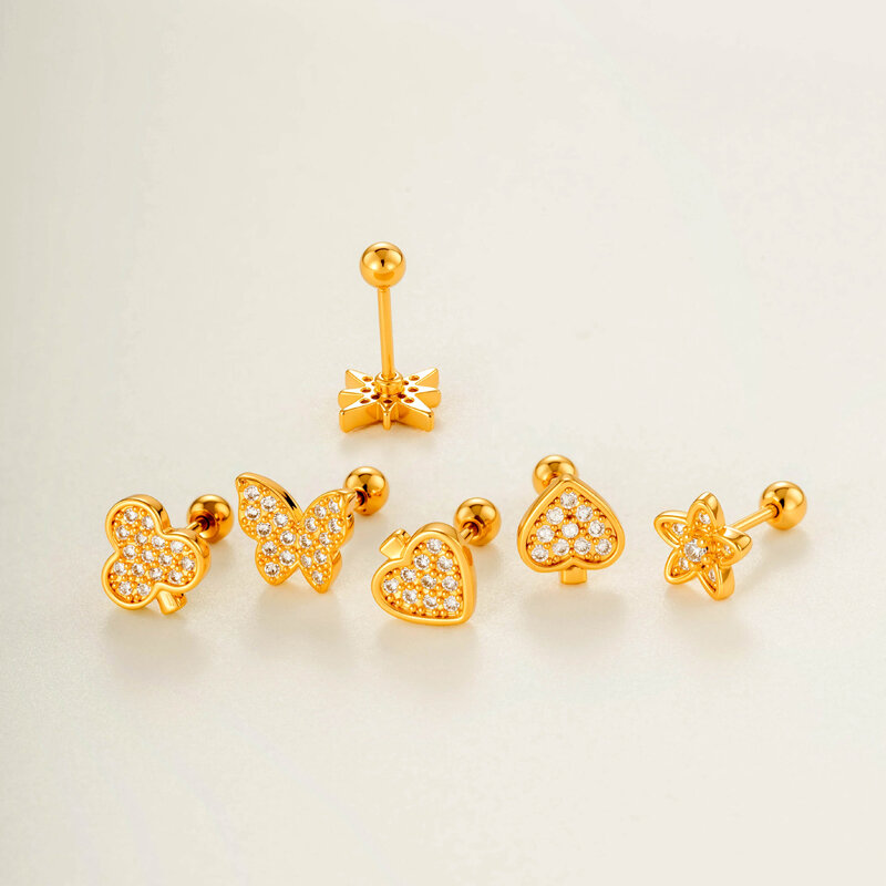 Simple Series Herz-Schmetterlings-Ohrringe in Kupfer-Gold-Farbe mit Zirkonia für Damen h5 Bild4