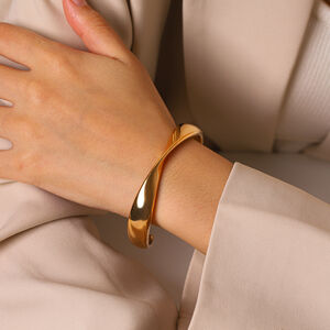 Tägliche, einfarbige Armreifen aus Edelstahl, wasserdicht, goldfarben, für Damen h5 Bild4