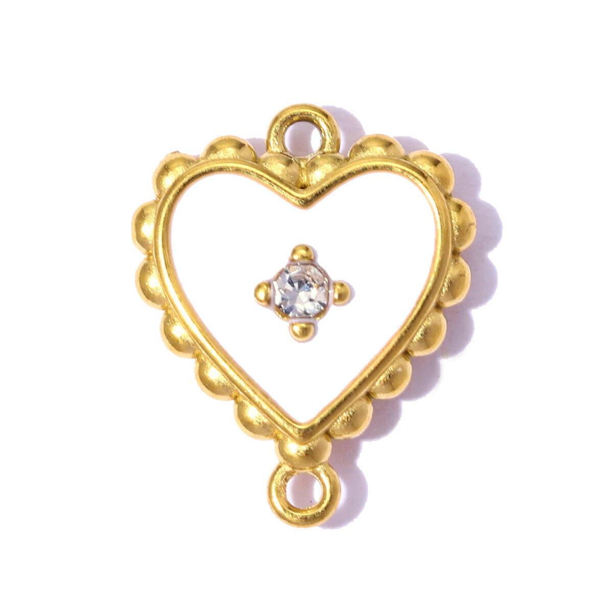Retro-Herzanhänger aus Edelstahl in geometrischer Form, wasserdicht, goldfarben, mit Strass und Zirkonia Bild2