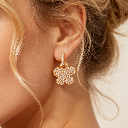 Simple Series Daily Flower Stainless Steel Waterproof   Gold Color  Women's Hoop Earrings 2