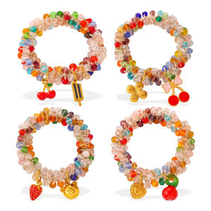 Simple Dopamine Colored Crystal DIY Cherry Blossom Flower Pendant Elastic Women's Scrunchies h5 Picture5