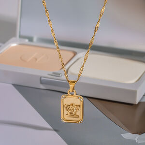 Simple Series Retro Angel Stainless Steel Waterproof Gold Color Women's Pendant Necklaces h5 Picture3
