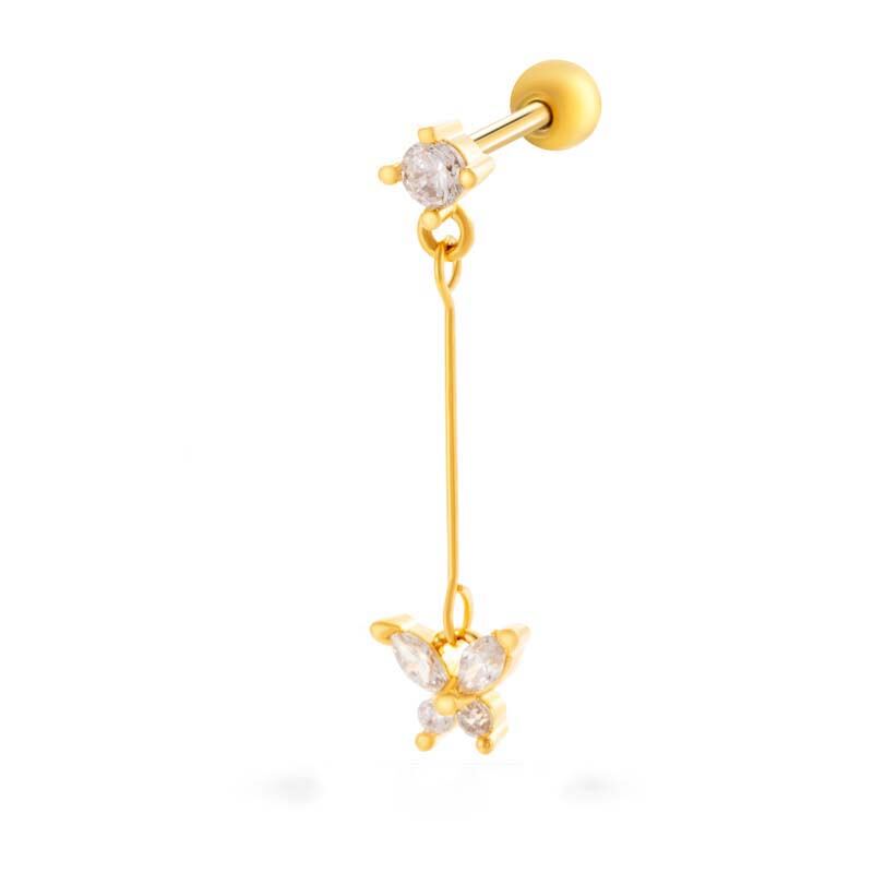 Simple Series  Heart Cross Butterfly Moon Copper   Gold Color  Zircon Women's Piercing Earrings h5 Picture6