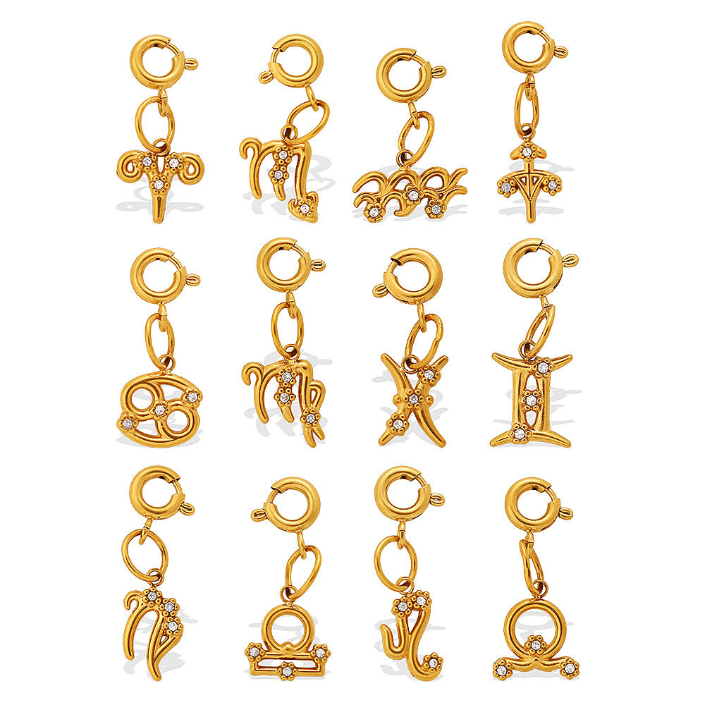 Luxury Daily Constellation Stainless Steel Waterproof Gold Color Rhinestone Women's Pendants h5Picture5