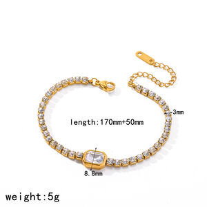 Stainless Steel Waterproof Gold Color Zircon Women's Chain Bracelets h5