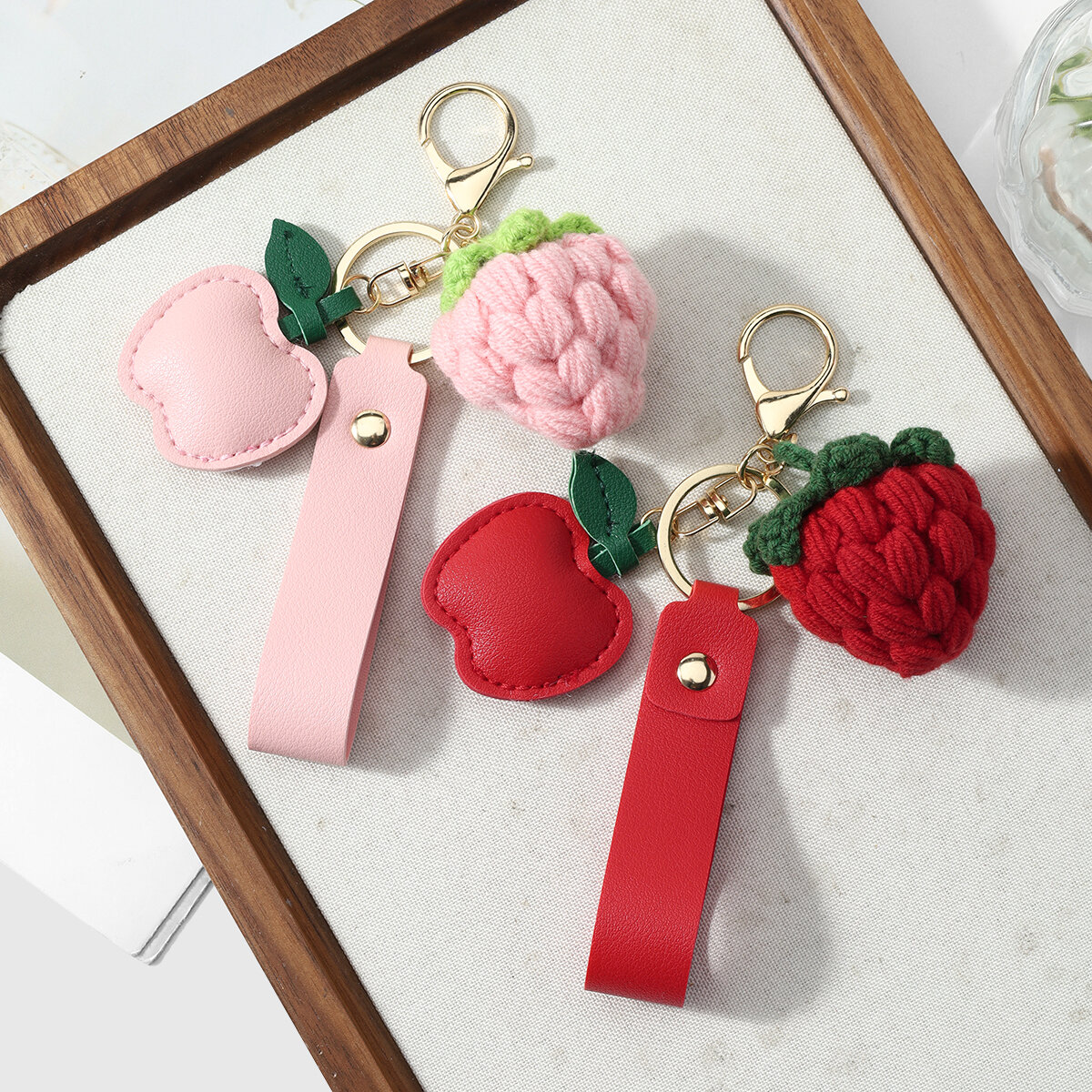 Simple Series Sweet Fruit Solid Color Strawberry Leather Women's Bag Charms Picture3