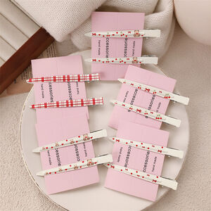 Simple Series Daily Bow Knot Solid Color Plaid Cherry Metal Hair Clips h5 Picture2