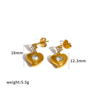 Heart Shape Stainless Steel Waterproof Gold Color Women's Drop Earrings h5 Picture2