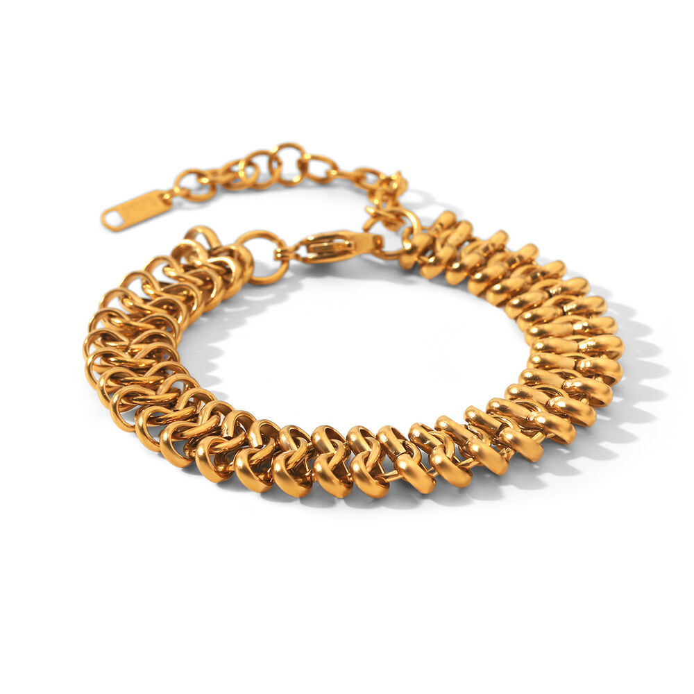 Simple Series Daily Chain Stainless Steel Waterproof Gold Color Women's Chain Bracelets h5Picture6