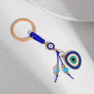 Ethnic Series Casual Devil's Eye Woven Alloy Keychain h5