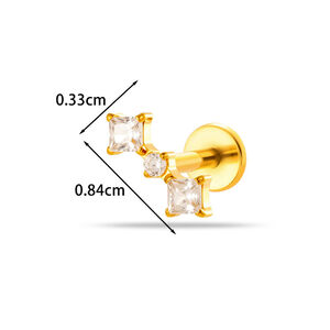 Pendientes sencillos de circonita color oro con forma de corazón para mujer, fabricados en aleación de titanio. h5 Imagen2