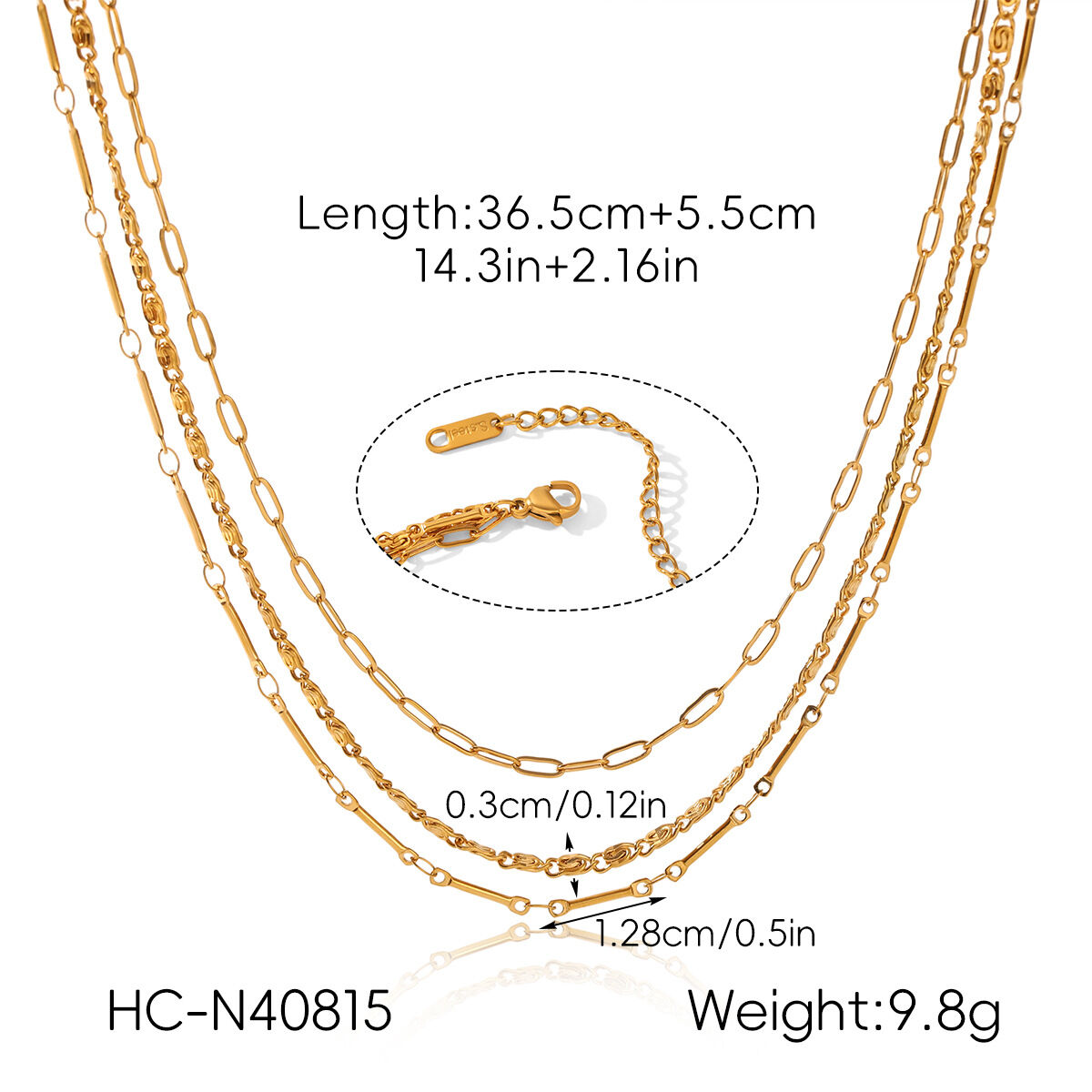 Simple Series Daily Chain Stainless Steel Waterproof   Gold Color  Women's Layered Necklaces Picture2