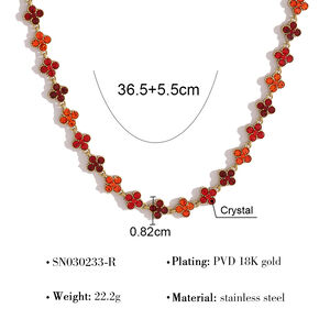 Luxurious Series Elegant Clover Stainless Steel Waterproof Gold Color Zircon Women's Chain Necklaces h5