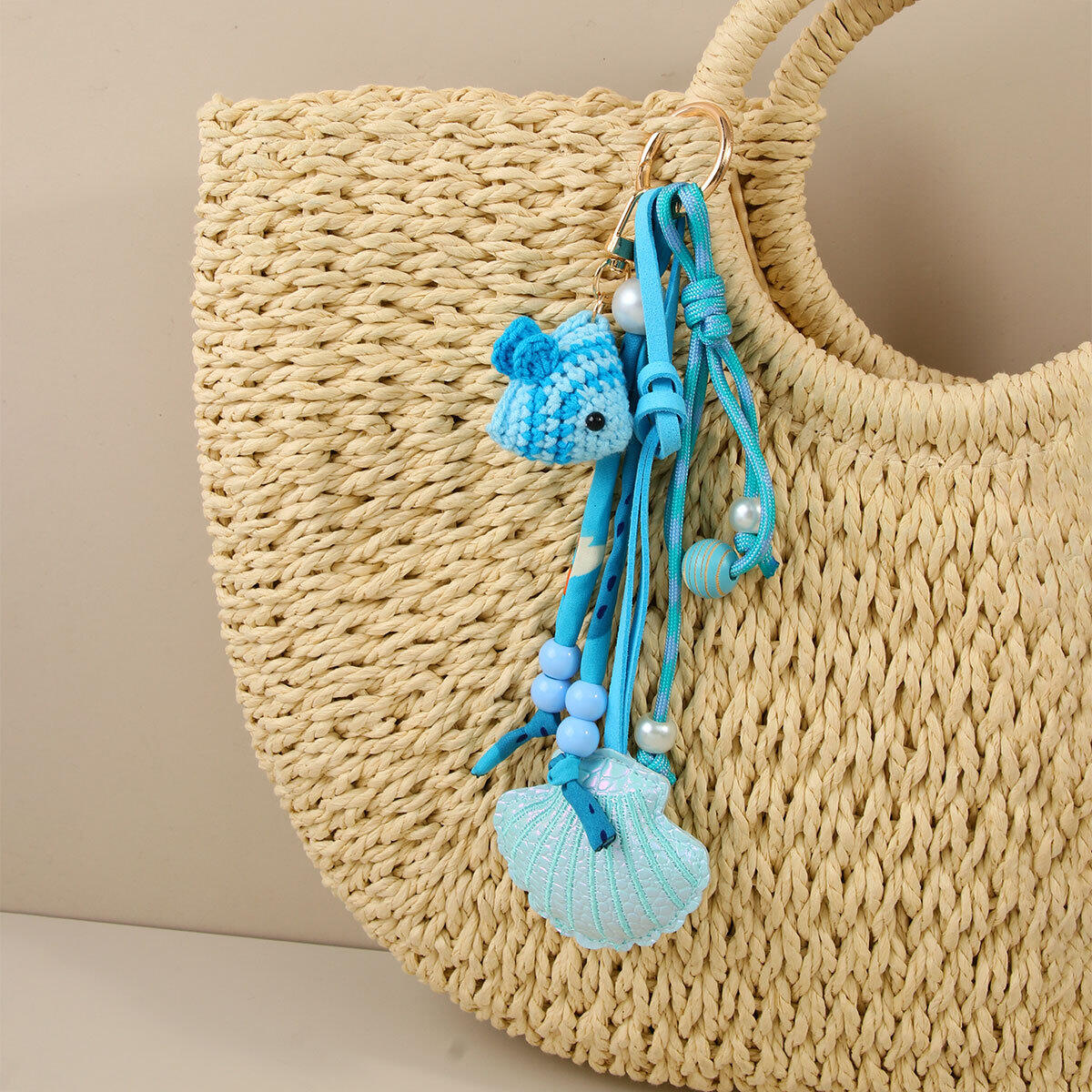Romantische serie vakantie oceaanstijl kralen geweven schelpen vissen polyester tasbedels