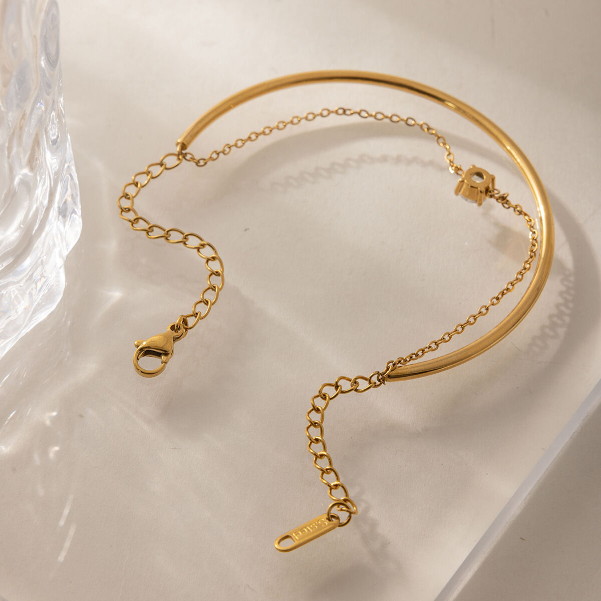 Simple Stainless Steel Waterproof Gold Color Women's Chain Bracelets h5 Picture3