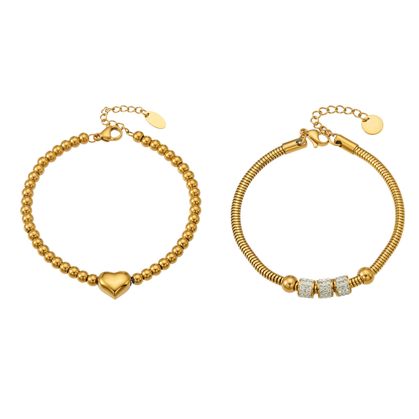 Bracciale da donna di lusso con perline, in acciaio inossidabile color oro e a forma di cuore, impermeabile. h5 Immagine3