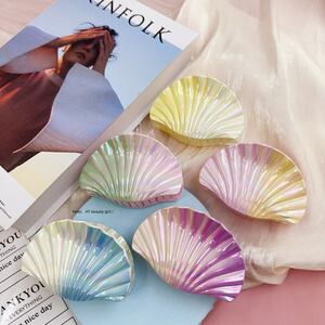 Romantic Series Simple Irregular Shape Oceanic Style Shell Gradient Color Abs Hair Claws h5 Picture2