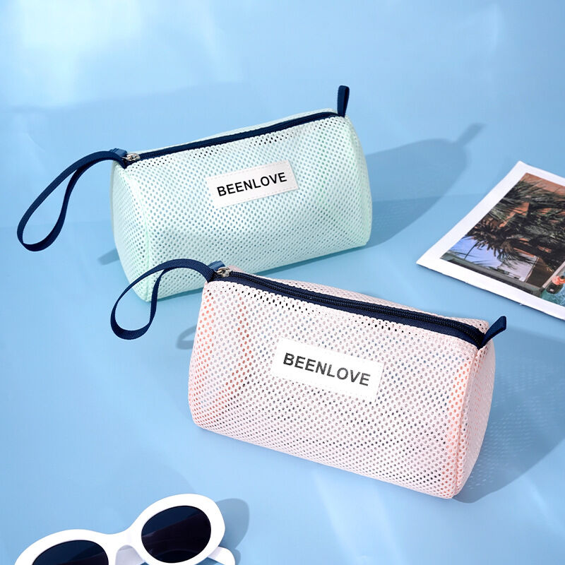 Simple Series Daily Solid Color Hollowed-Out Woven Polyester Makeup Bags