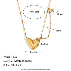 Collares con colgante sencillos de acero inoxidable con forma de corazón, resistentes al agua, para mujer. h5