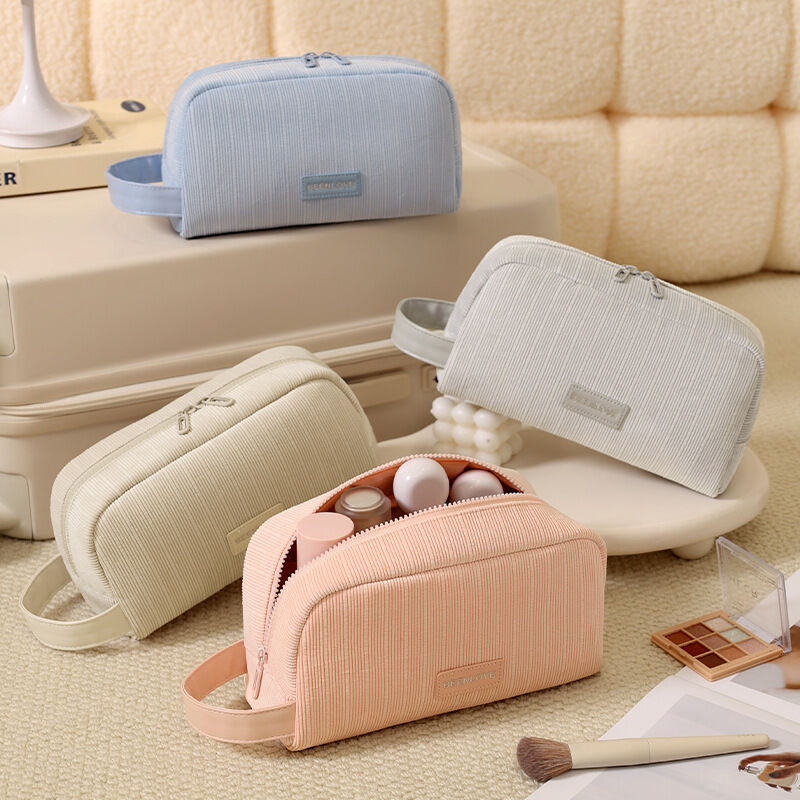 Simple Series Daily Solid Color Corduroy Makeup Bags 2