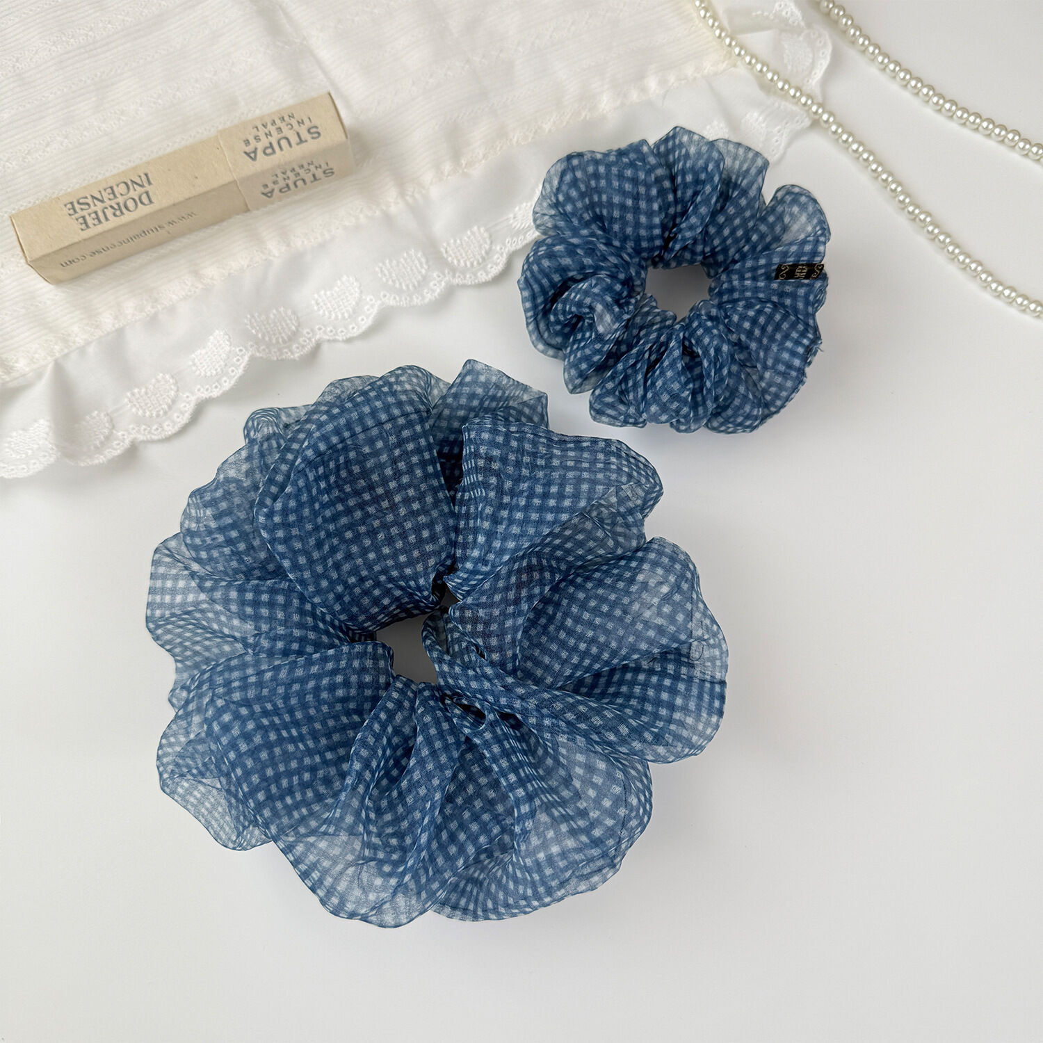 Simple Series Daily Solid Color Polka Dots Fabric Scrunchies