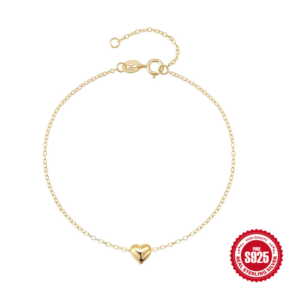 Simple Series Elegant Heart S925 Gold Color Women's Moissanite Bracelets