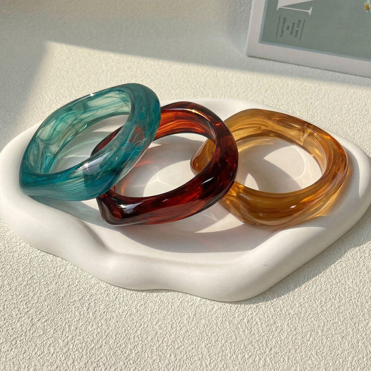 Retro Gradient Color Resin Women's Bangles h5 Picture2
