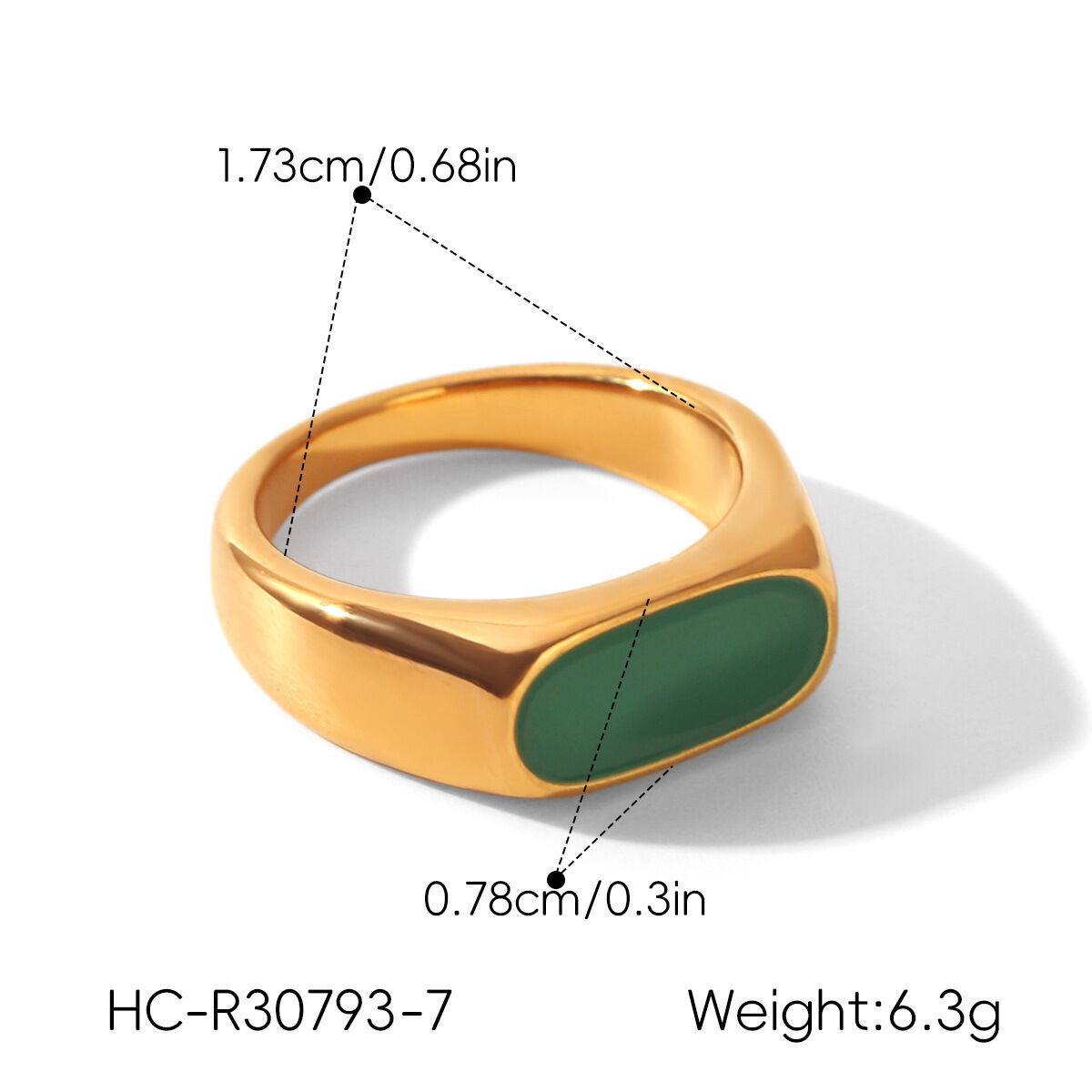 Simple Series Daily Rectangle Stainless Steel Waterproof Statement Rings h5 Picture2