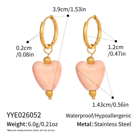 Simple Series Daily Heart Stainless Steel Waterproof  Gold Color  Women's Drop Earrings