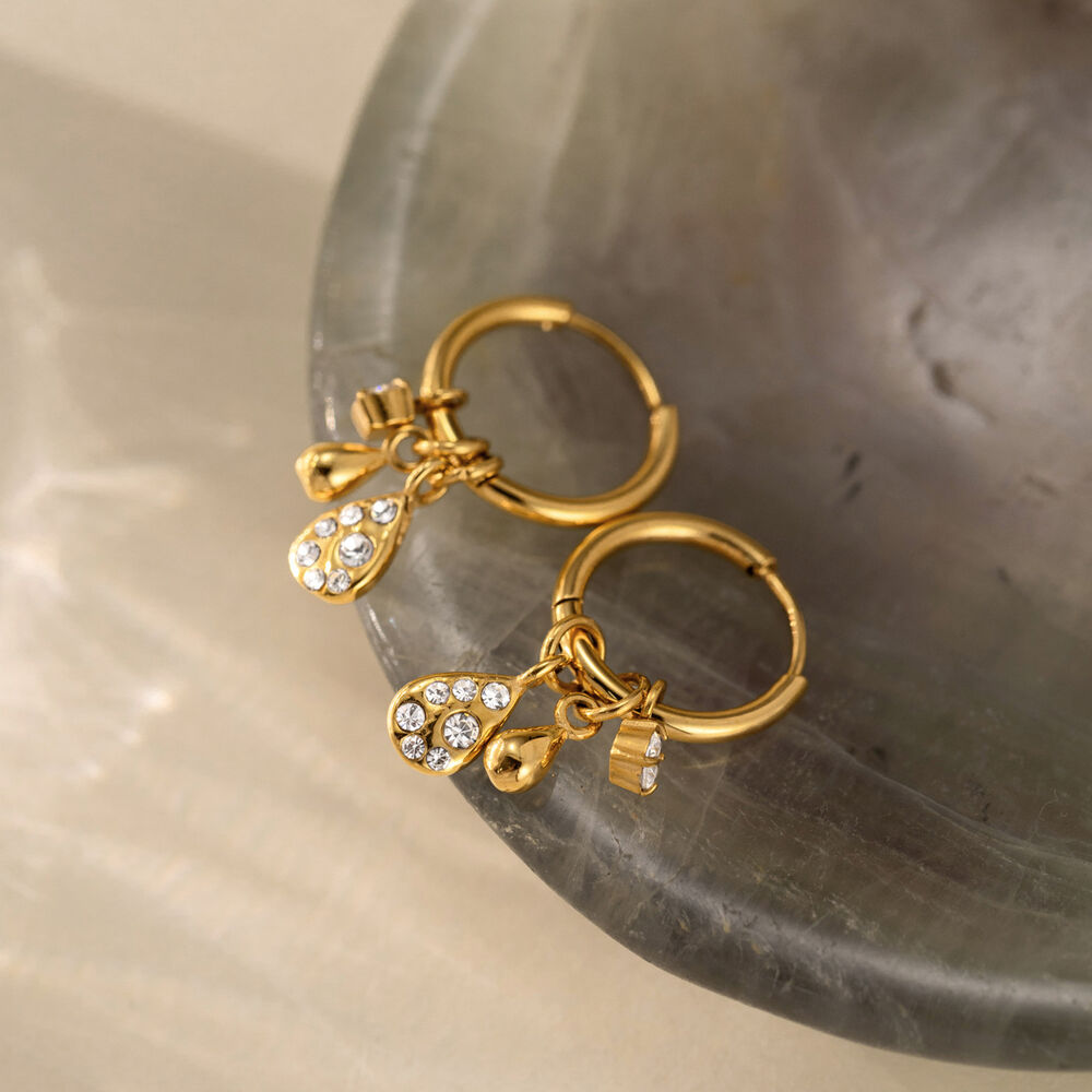 Simple Droplet Stainless Steel Waterproof Gold Color Women's Drop Earrings Picture2