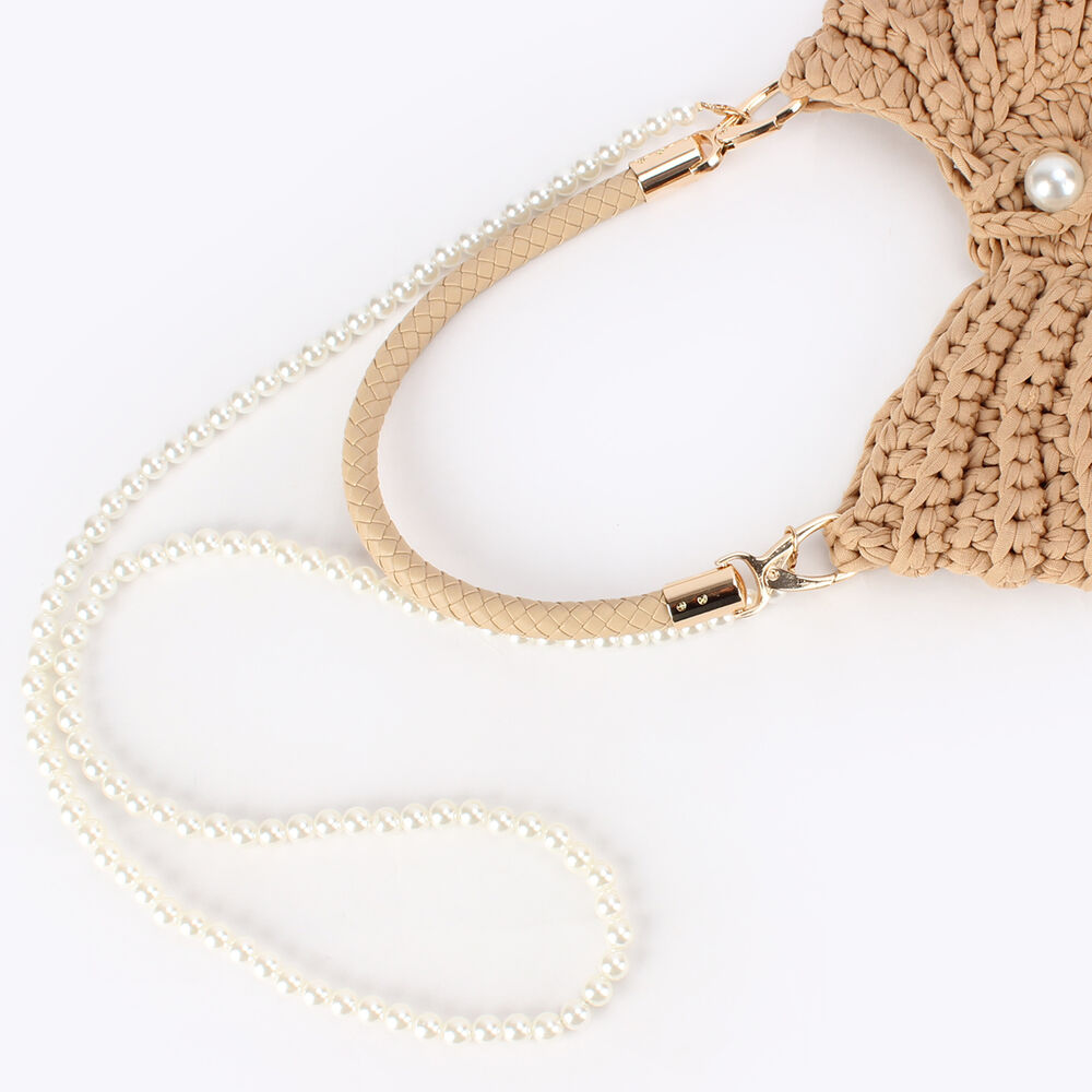 Vacation Style Woven Solid Color Oceanic Style Woven Shell Cotton Women's Round Bag Picture3
