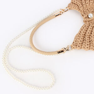 Vacation Style Woven Solid Color Oceanic Style Woven Shell Cotton Women's Round Bag h5 Picture3