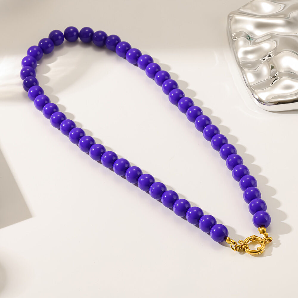 Simple Series Daily Circle Acrylic Gold Color Women's Beaded Necklaces Picture2