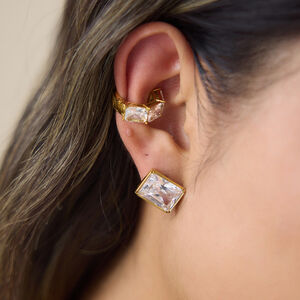 Heart Geometric Shape Stainless Steel Waterproof Gold Color Zircon Women's Stud Earrings h5 Picture4