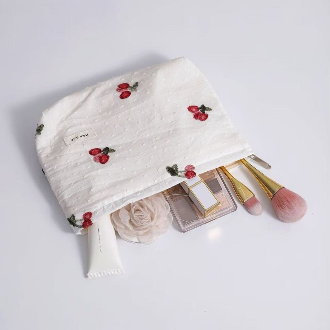 Simple Series Sweet Solid Color Cherry Canvas Makeup Bags 2