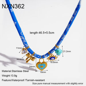 Bohemian Devil's Eye Bow Knot Fish Stainless Steel Waterproof Gold Color Zircon Women's Pendant Necklaces h5