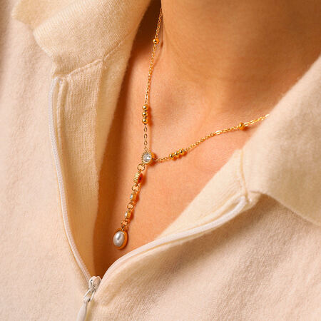 Simple Series Daily Chain Stainless Steel Waterproof Gold Color Zircon Women's Pendant Necklaces 2
