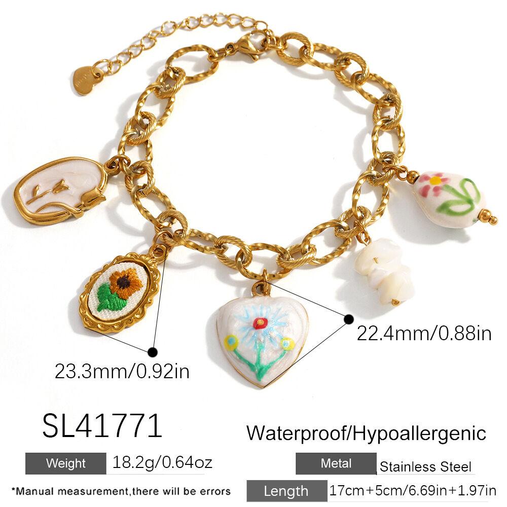 Romantic Series Sweet Flower Irregular Shape Heart Stainless Steel Waterproof   Gold Color  Women's Pendant Necklaces h5 