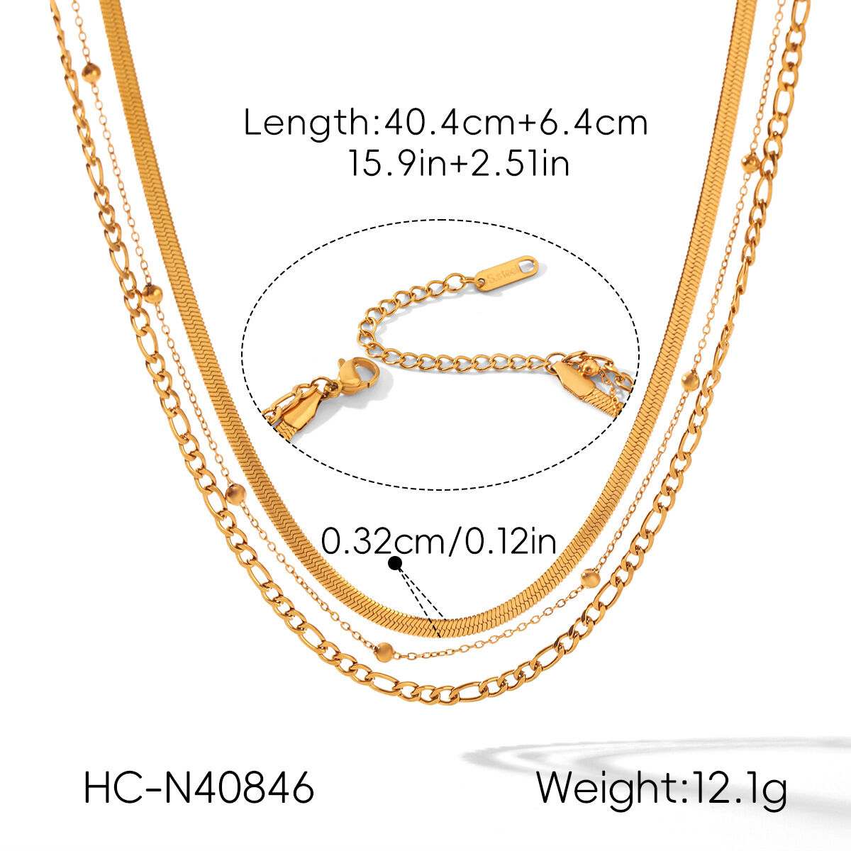Simple Series Daily Chain Stainless Steel Waterproof   Gold Color  Women's Layered Necklaces Picture2