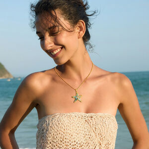 Romantic Series Elegant Oceanic Style Starfish Stainless Steel Waterproof Gold Color Women's Jewelry Sets h5 Picture3