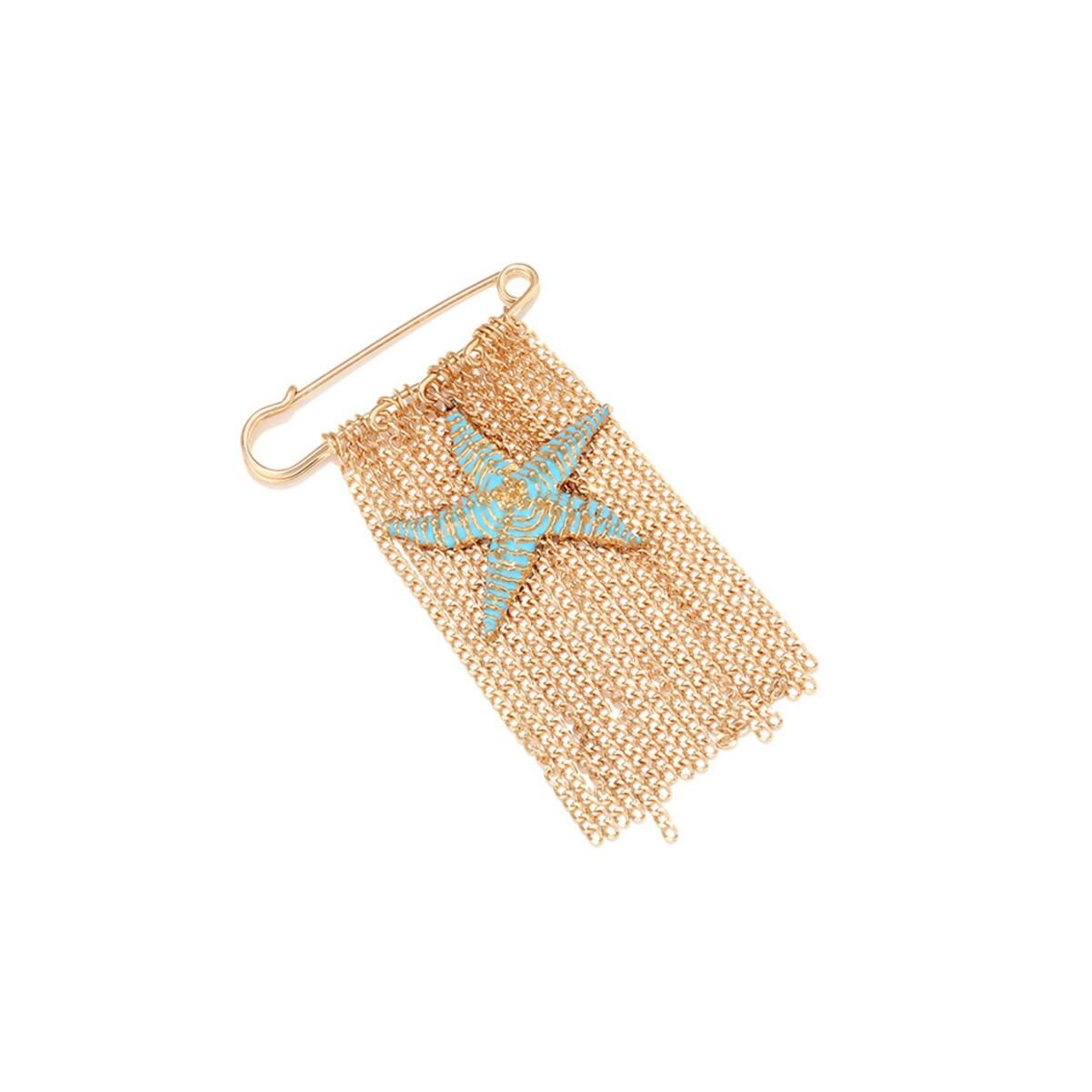 Simple Series Natural Oceanic Style Tassel Chain Starfish Alloy Brooches 2