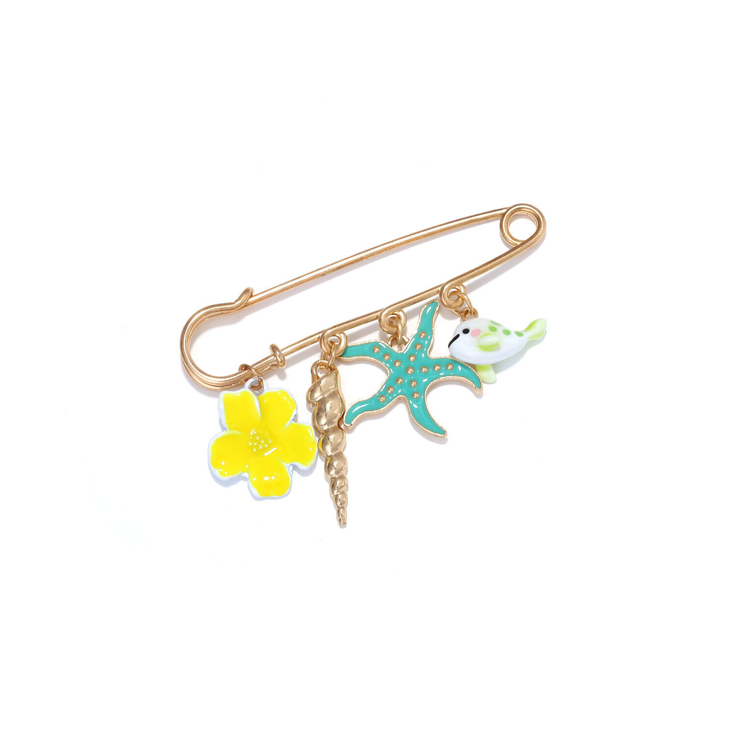 Simple Series Daily Flower Oceanic Style Fish Starfish Alloy Brooches 2