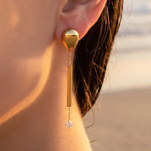 Elegant Droplet Tassel Stainless Steel Waterproof Gold Color Zircon Women's Dangle Earrings h5 Picture3