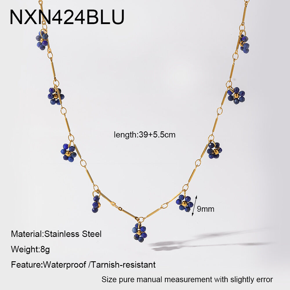 Romantic Series Elegant Flower Stainless Steel Waterproof Gold Color Women's Pendant Necklaces