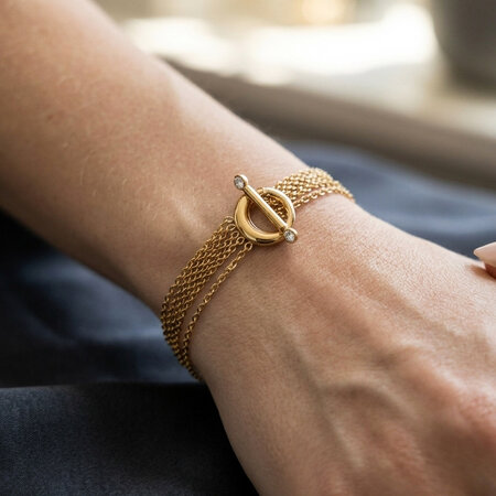 Punk Chain Stainless Steel Waterproof Gold Color Women's Chain Bracelets
