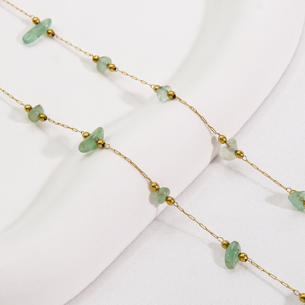 Einfache DIY-Kette aus Edelstahl, wasserdicht, goldfarben, mit Naturstein-Schmuckkordeln Bild4