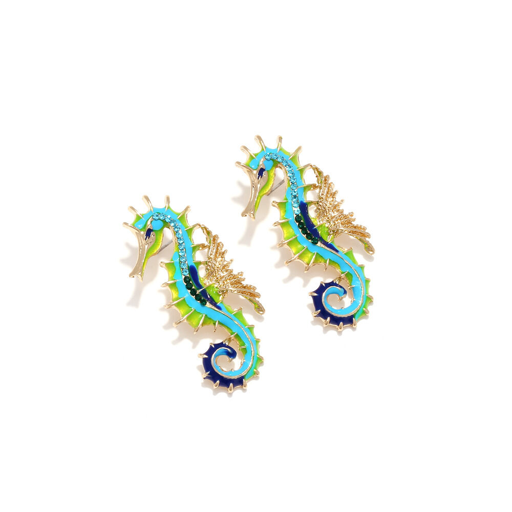 Ethnic Series Vacation Seahorse Oceanic Style Alloy Rhinestone Women's Stud Earrings Picture3