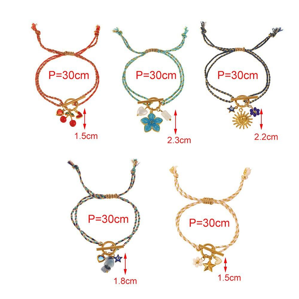 Romantic Series Vacation Flower Oceanic Style Cherry Rope Women's Braided Bracelets Picture4